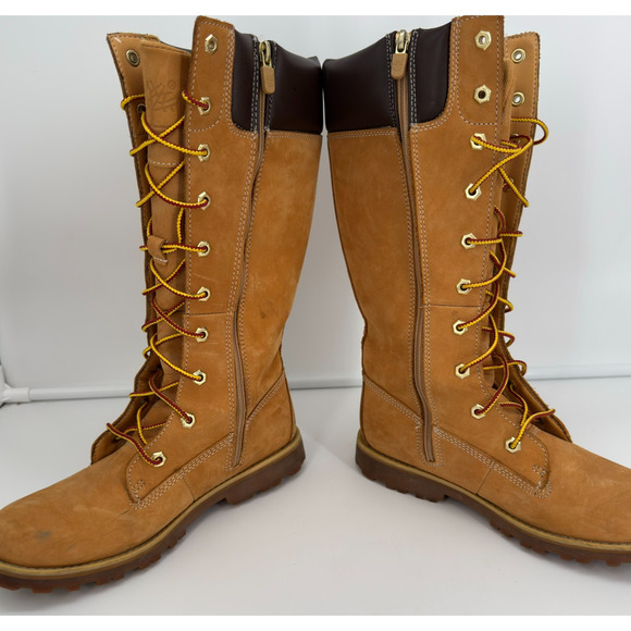 Timberland Asphalt Trail Girls US 4.5 Tall Brown Lace Boots Side Zipper 83980 - Picture 10 of 15